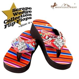 Montana West Serape Wedge Collection Flip Flop Wedges